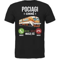 Koszulki męskie - KOSZULKA POCIĄGI DZWONIĄ MUSZĘ IŚĆ SUPER PREZENT - miniaturka - grafika 1
