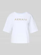 Koszulki i topy damskie - T-shirt o pudełkowym kroju z obszyciem kamieniami stras - miniaturka - grafika 1
