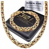 Łańcuszki - ZŁOTY ŁAŃCUSZEK Z BRANSOLETKĄ SPLOT KRÓLEWSKI 8MM STAL CHIRURGICZNA PREMIUM - miniaturka - grafika 1