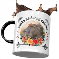 Kubki - Kubek Czarny Kapibara na Urodziny Imieniny Prezent z Nadrukiem ze Zdjęciem + Opakowanie na prezent (wzór 02) - miniaturka - grafika 1