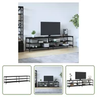 Szafki RTV - The Living Store szafka pod telewizor czarna 200x30x50 cm materiał drewnopochodny i metal - miniaturka - grafika 1
