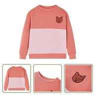Bluzy dla dziewczynek - Bluza dziecięca z blokami kolorów - różowa - 140 - Bluza Dla Dziecka - miniaturka - grafika 1