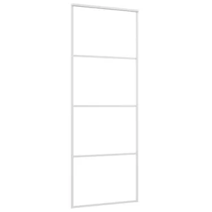 Drzwi przesuwne, szkło ESG i aluminium, 76x205 cm, białe - Drzwi wewnętrzne - miniaturka - grafika 4
