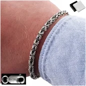 Bransolety męskie - SREBRNA MĘSKA BRANSOLETKA SPLOT KRÓLEWSKI PR.925 PREZENT DLA NIEGO + GRAWER - miniaturka - grafika 1