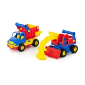 Samochody i pojazdy dla dzieci - WADER Polesie Zestaw wywrotka koparka do piasku spychacz - miniaturka - grafika 1