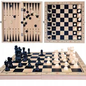 Zabawki interaktywne dla dzieci - PrzydaSie Szachy Drewniane Warcaby 34X34 Tryktrak 3W1 Gra Klasyk - miniaturka - grafika 1