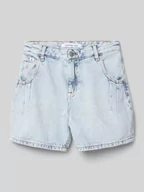 Spodnie i spodenki dla dziewczynek - Szorty jeansowe z naszywką z logo - miniaturka - grafika 1