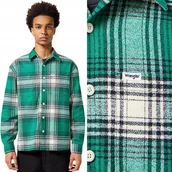 Koszule męskie - Wrangler NON FRAYED PLAID SHIRT Green LUŹNA ZIELONA KOSZULA W KRATĘ XL - miniaturka - grafika 1