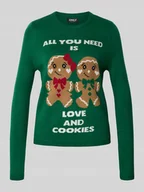 Swetry damskie - Sweter świąteczny o kroju regular fit z napisem model ‘XMAS GINGERBREAD’ - miniaturka - grafika 1