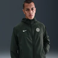 Kurtki i kamizelki sportowe męskie - Męska piłkarska kurtka ztkaniny zzamkiem na całej długości Nike Chelsea F.C. Tech Windrunner - Zieleń - miniaturka - grafika 1