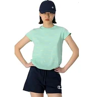 Koszulki i topy damskie - Champion Koszulka z krótkim rękawem Marka Model Koszulka z krótkim rękawem damska Crewneck Croptop Aquamararina - miniaturka - grafika 1