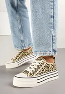 Trampki damskie - Panterkowe Trampki na Platformie z Krótką Cholewką Zivella - miniaturka - grafika 1