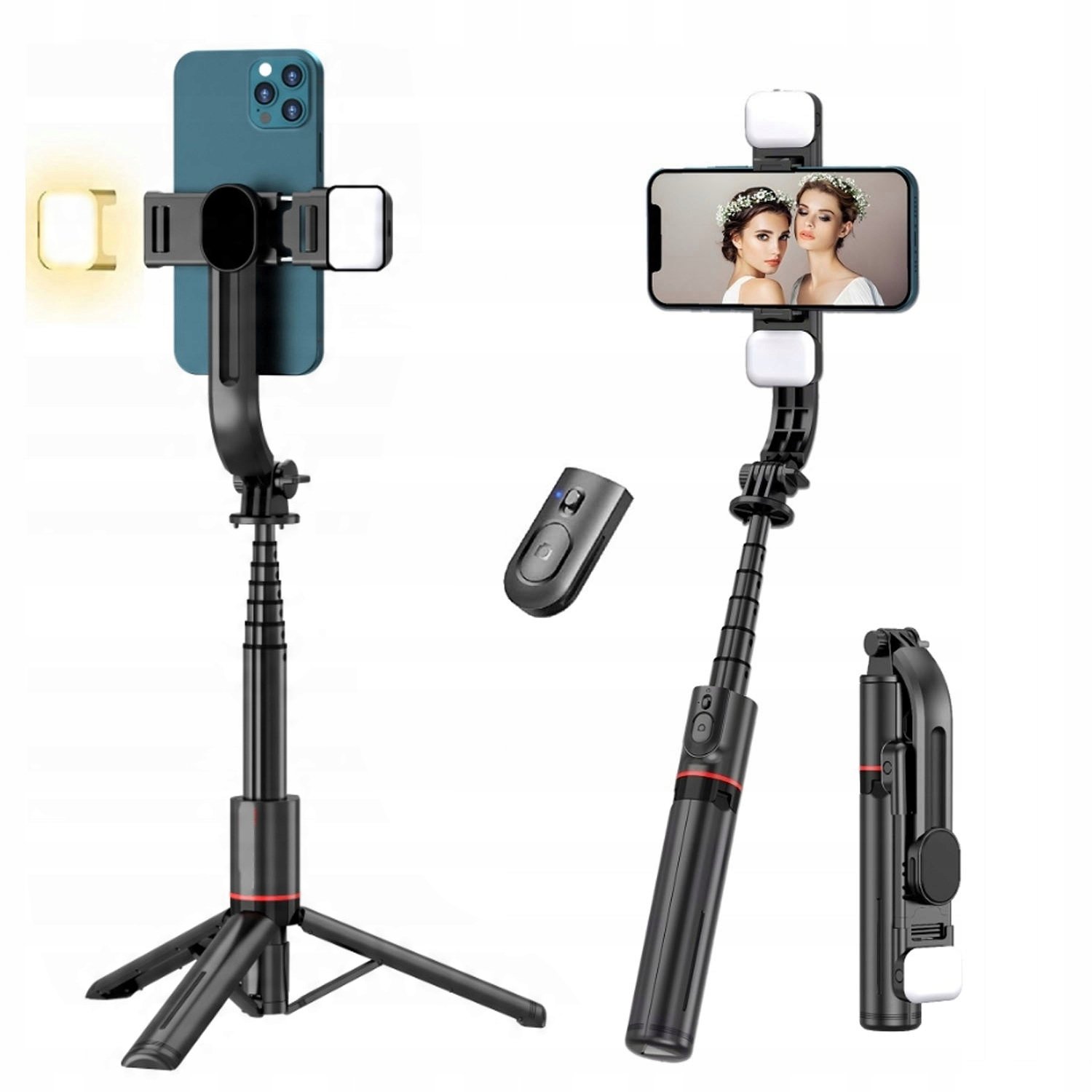 Statyw do selfie Bluetooth 360° obrotowy 3w1 zestaw uniwersalny