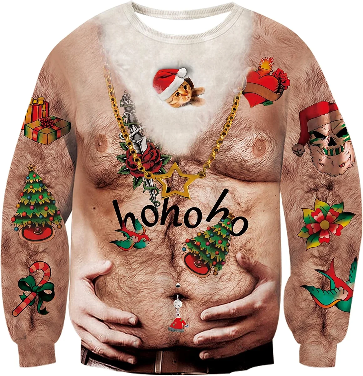 Sweter Świąteczny Bluza 3D Zabawny Wzór Ciepły Miękki Wygodny Kolorowy XXL