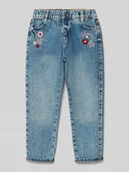 Spodnie i spodenki dla dziewczynek - Jeansy o kroju mom fit z wpuszczanymi kieszeniami - miniaturka - grafika 1
