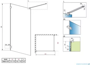 Radaway Essenza Pro Brushed GunMetal 135x200 kabina Walk-in szczotkowany grafit 10103135-92-01 - Kabiny prysznicowe Radaway Essenza Pro Brushed GunMetal 135x200 kabina Walk-in szczotkowany grafit 10103135-92-01 - Kabiny prysznicowe - miniaturka - grafika 2