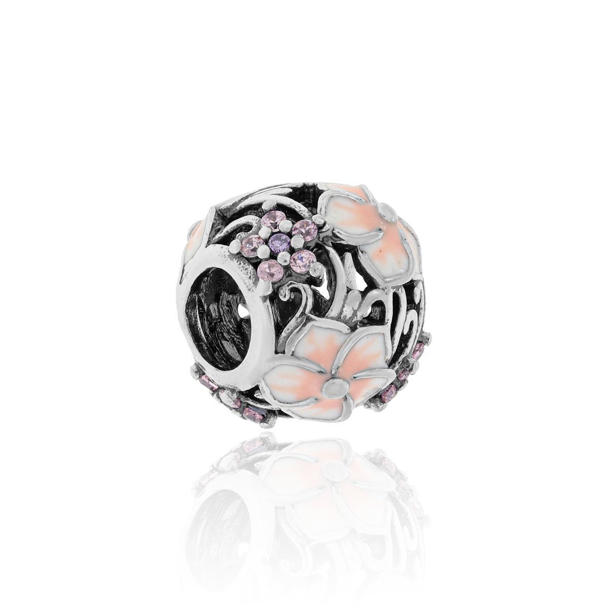 Srebrna zawieszka/charms do bransoletki kwiatki pr. 925