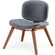 Taborety i hokery - Krzesło Dodatkowe, Skandynawskie Krzesło Tapicerowane z Zakrzywionym Oparciem, Rama z Litego Drewna, bez Podłokietników (Brązowe + Ciemnoszare) - miniaturka - grafika 1