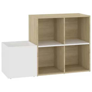 vidaXL Szafka na buty, kolor biel i dąb sonoma, 105x35,5x70 cm, płyta - Szafki na buty - miniaturka - grafika 1