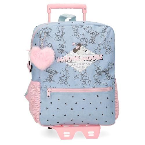 Joumma Disney Minnie American Darling Plecak szkolny z wózkiem Niebieski 25x33x12 cms Poliester 13,68L, niebieski, plecak szkolny na kółkach