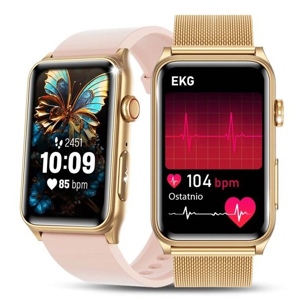 Smartwatch Damski Zegarek Ekg Hrv Tętno Ciśnienie Tempertatura Bmi Zdrowie