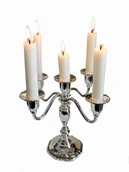 Świeczniki - ŚWIECZNIK KANDELABR 5 ŚWIEC SREBRO OKAZJA PREZENT - miniaturka - grafika 1