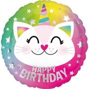 Balony i akcesoria - Balon Foliowy Happy Birthday Urodzinowy Biały Kot - miniaturka - grafika 1