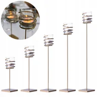 Świeczniki - Świeczniki Złote Metalowe na Tealight Szklany Klosz + Świeczki Zestaw 5 szt - miniaturka - grafika 1