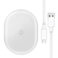 Ładowarki do telefonów - Baseus Cobble bezprzewodowa indukcyjna ładowarka Qi 15W + kabel USB - USB Typ C 1m biały (WXYS-02) - miniaturka - grafika 1
