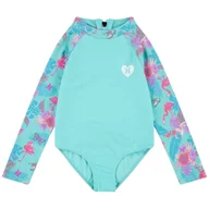Stroje kąpielowe - Strój kąpielowy dziewczęcy Hurley jednoczęściowy UPF 50+ z długim rękawem-104 - miniaturka - grafika 1
