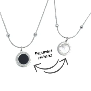 Naszyjnik z Dwustronną Zawieszką Srebrny Zegar - Stal Chirurgiczna - Naszyjniki - miniaturka - grafika 1