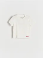 Bluzki dla niemowląt - Reserved - Prążkowany t-shirt - złamana biel - miniaturka - grafika 1