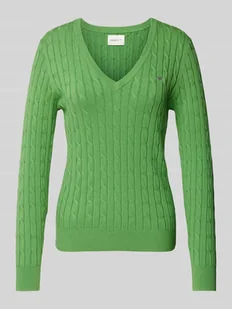 Sweter z dzianiny z wzorem warkocza - Swetry damskie - miniaturka - grafika 1