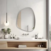 Lustra - Lustro ścienne asymetryczne 55x75 cm w biała ramie - miniaturka - grafika 1