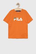 Koszulki i topy damskie - Fila t-shirt bawełniany dziecięcy kolor pomarańczowy z nadrukiem - miniaturka - grafika 1