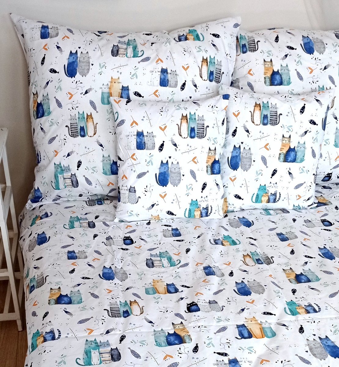 Komplet pościeli bawełnianej dla dziecka 120x160 cm - kiciusie