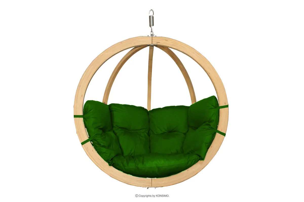 Fotel wiszący kokon drewniany zielony HIGLO Konsimo