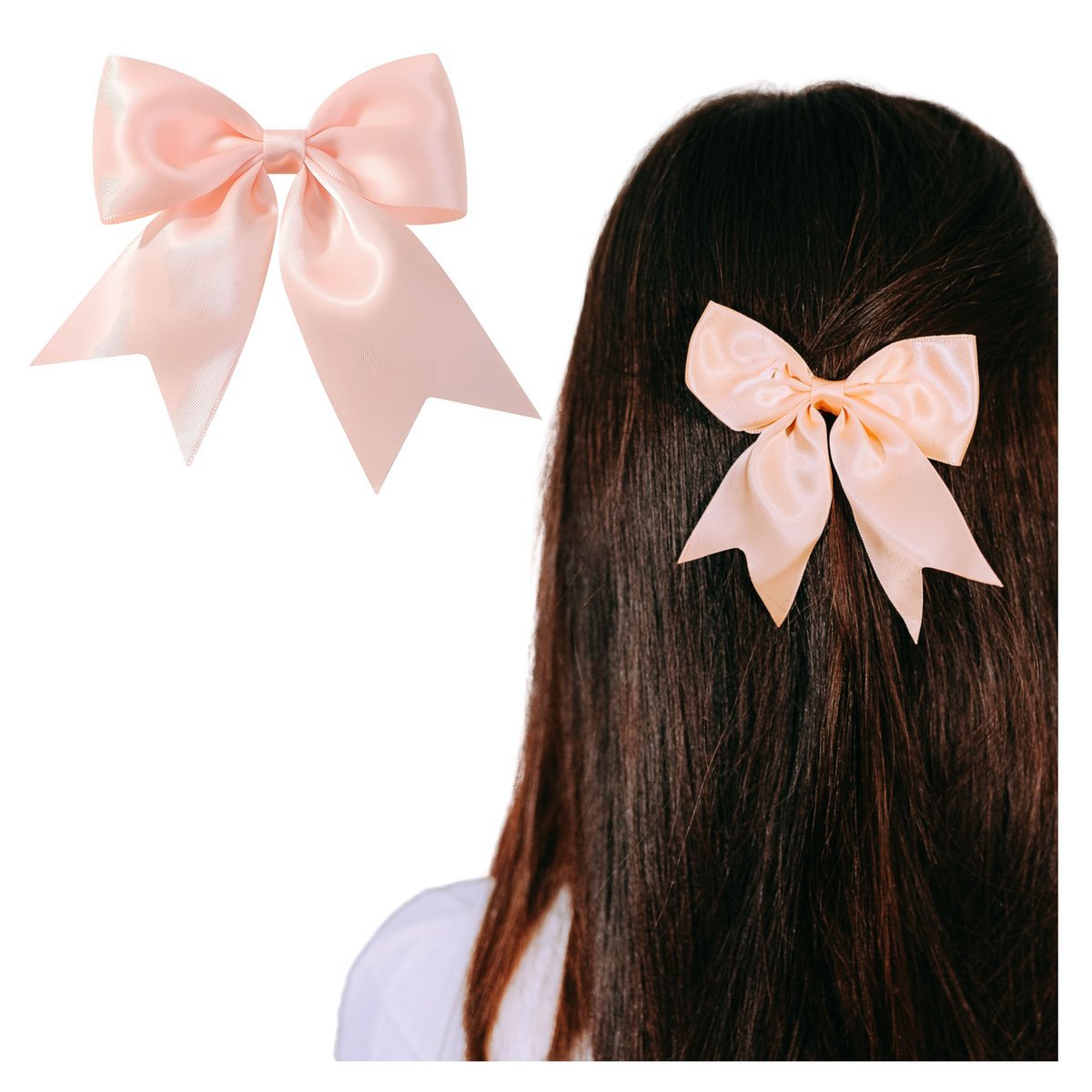 Kokarda do Włosów Różowa Satynowa Spinka z Połyskiem Lekka i Wygodna