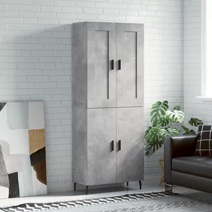 vidaXL Witrynka, szarość betonu 69,5x34x180 cm materiał drewnopochodny - Witryny - miniaturka - grafika 1
