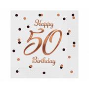 Folia, papier śniadaniowy, serwetki - Serwetki B&C Happy 50 Birthday białe 33x33 20szt - Godan - miniaturka - grafika 1