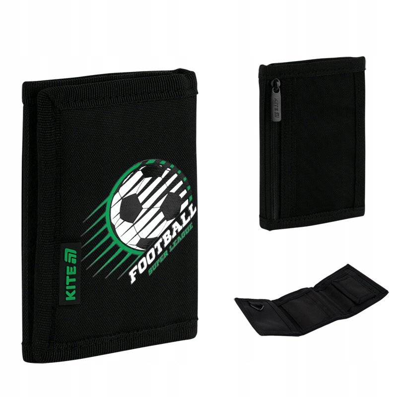 Portfel szkolny na rzep dla chłopców czarny z piłką uchwyt na klucze Kite
