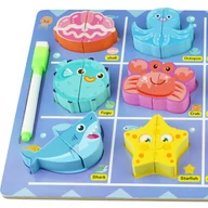 Tablice dla dzieci - Drewniana układanka puzzle ryby morskie do krojenia na rzep tablica - miniaturka - grafika 1