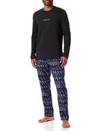 Spodenki męskie - Calvin Klein Męskie spodnie L/S zestaw piżamowy, Blk Tp, Pssng Trn Wnws _Asp Gry Btm, L - miniaturka - grafika 1