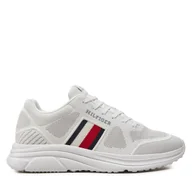 Sneakersy męskie - Sneakersy Tommy Hilfiger Modern Runner Knit Evo Ess FM0FM05245 Biały - miniaturka - grafika 1