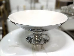 PATERA srebrna z białym wnętrzem glamour - Tace i patery - miniaturka - grafika 1