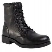 Botki damskie - GEOX BOTKI DAMSKIE CZARNE ZA KOSTKĘ ZE SKÓRY 38 J3A - miniaturka - grafika 1