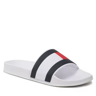 Klapki i japonki męskie - Klapki Tommy Hilfiger Rubber Th Flag Pool Slide FM0FM04236 White YBR - grafika 1