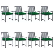 Fotele i krzesła ogrodowe - vidaXL Lumarko Krzesła ogrodowe, poduszki, 8 szt., lite drewno akacjowe, szare! 3078254 - miniaturka - grafika 1
