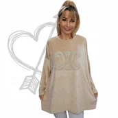 Bluzki damskie - TUNIKA WELUROWA PERŁY ciepła otulająca luźna bluzka bawełna 58 60 9XL 3174 - miniaturka - grafika 1