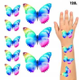 TATUA��E ZMYWALNE DLA DZIECI TYMCZASOWE MOTYLKI - 8 EL. / 150 WZOR��W - Zabawki kreatywne - miniaturka - grafika 1